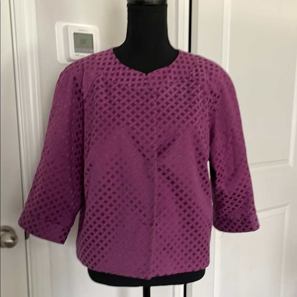 Covington Classic Retro Jacket Size MM Plum Structured Minimalist Modest Granny